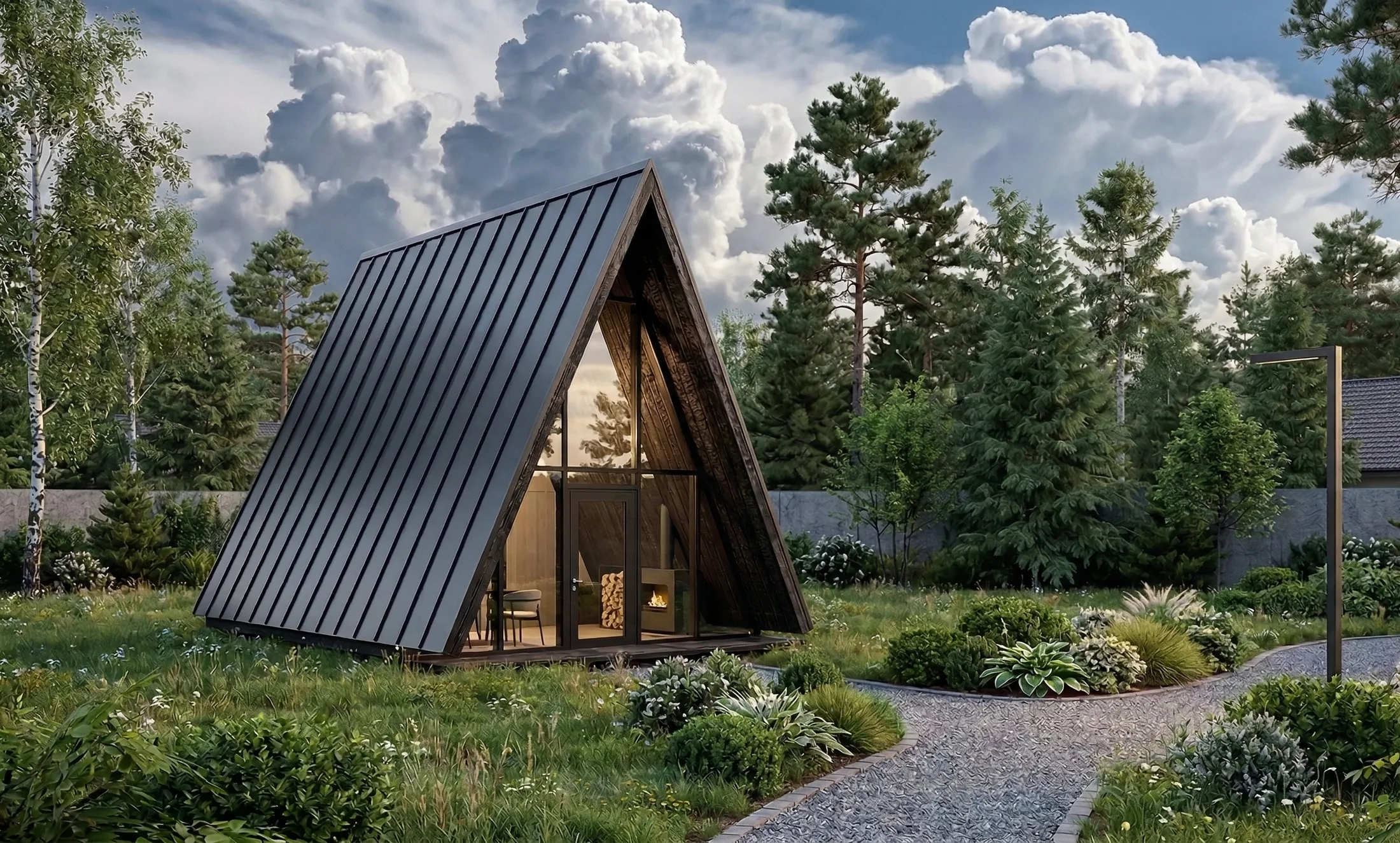 Дом A-frame днём