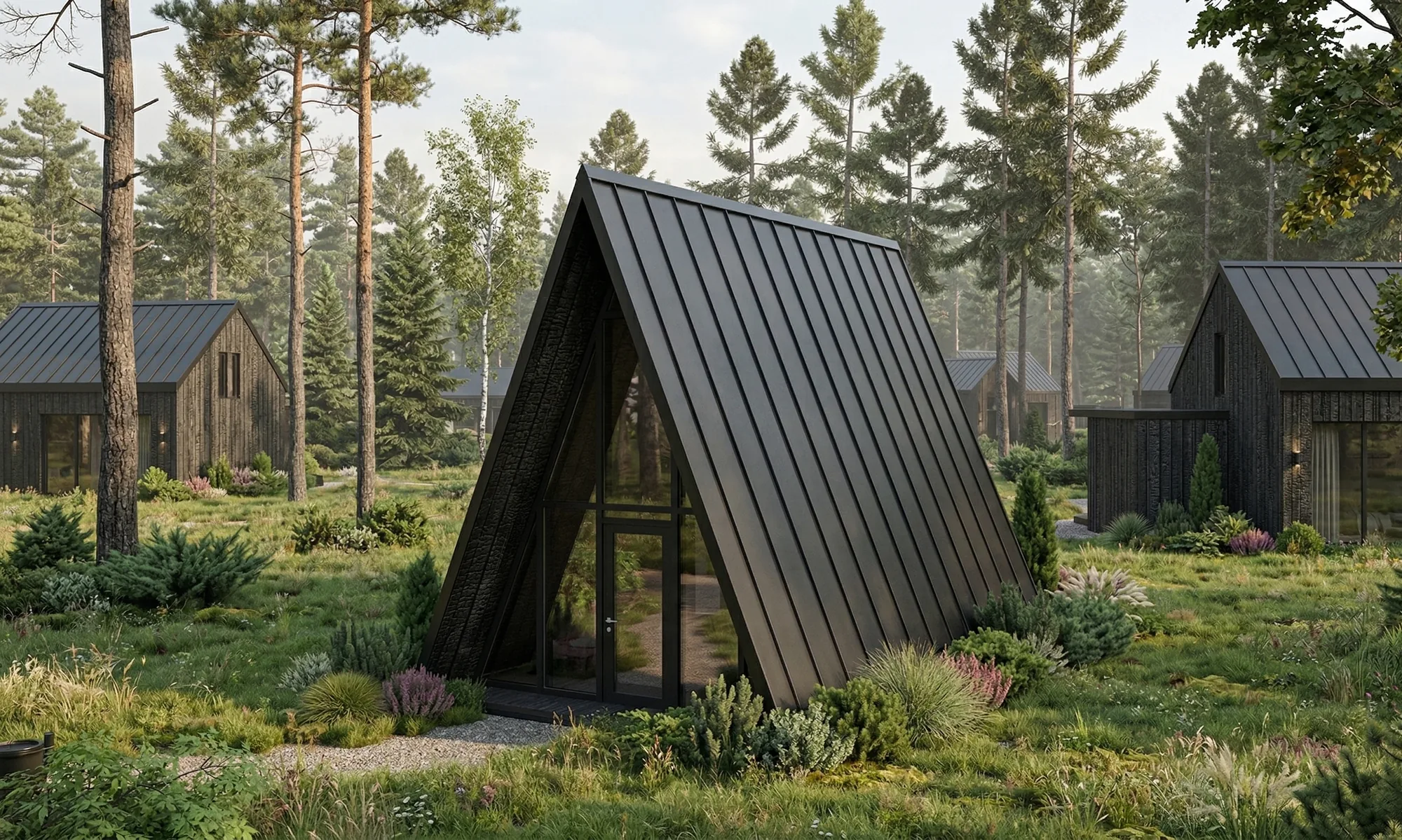 A-frame между сохранёнными соснами
